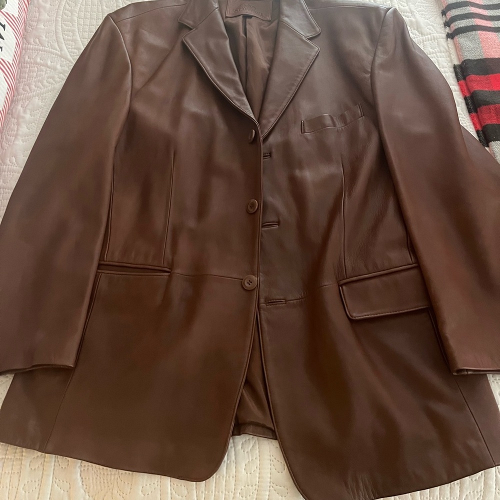 Men’s Brown leather blazer, sz L